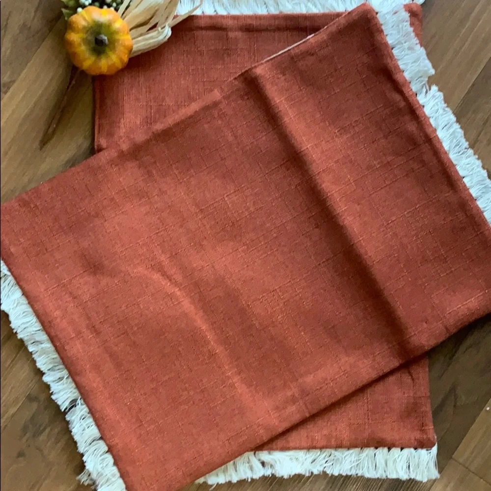 Hostpick Copper‎ orange fringe placemat table linen